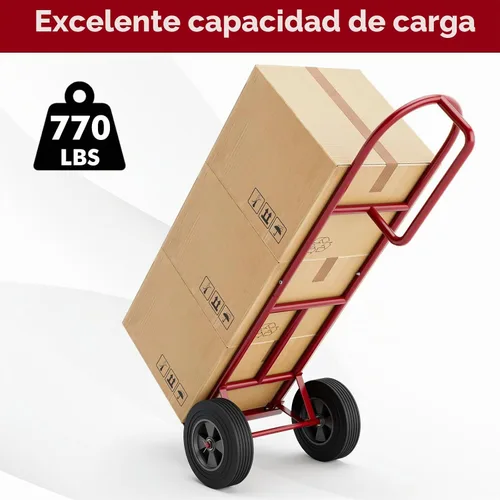 Vista 5 de Goplus Carretilla de Mano, Carretilla de Mano con Mango en P con Asa de Bucle Vertical, Ruedas de 10", Plataforma Plegable de 15" x 9", Capacidad