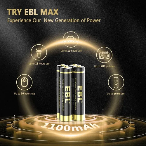 Vista 9 de EBL NIMH Baterías AA recargables de 2500 mAh 8 paquetes con pilas AAA recargables 1100mAh 16 paquetes combo