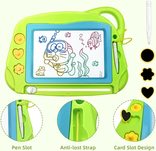 Vista 4 de Pizarra pequeña y magnética para dibujar. Almohadilla colorida y fácilmente borrable para dibujar y hacer bocetos. Juguete educativo para niños