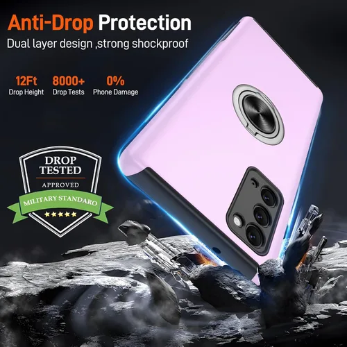 Vista 138 de Gritup - Funda para Galaxy A05S con protector de pantalla HD×2, funda protectora para teléfono a prueba de golpes con soporte magnético de anillo