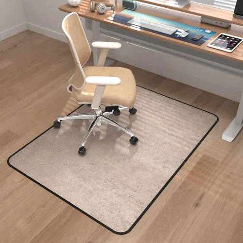 Vista 14 de Tapete de pana para suelo de madera dura, 55 x 35 pulgadas, tapete para silla de oficina, silla de escritorio, silla rodante, respaldo Pana Gris