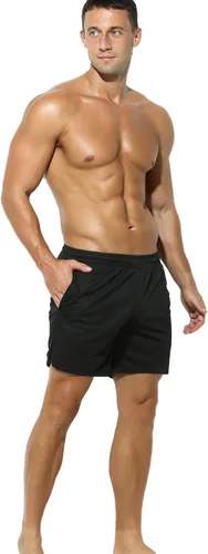 Vista 5 de TADUANO Pantalones cortos de jersey para hombre, para correr, gimnasio, entrenamiento, fútbol, 5 pulgadas, por encima de la rodilla, con bolsillo