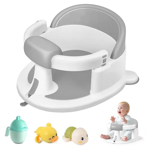 Vista 8 de Asiento de baño para bebés de 6 meses en adelante, asientos de baño antideslizantes para bebés sentados, asiento seguro para bebés y recién nacidos