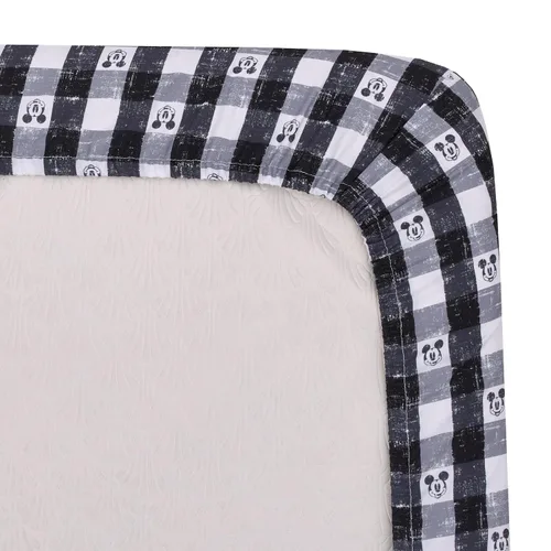 Vista 4 de Everything Kids Disney Mickey Mouse - Sábana bajera ajustable de poliéster para cuna, color negro, blanco y gris