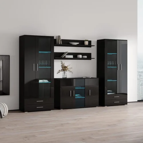 Vista 3 de MEBLE FURNITURE & RUGS Soho 10 - Mueble de pared moderno con luces LED de 16 colores (negro)