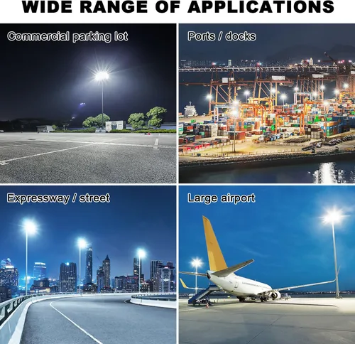 Vista 6 de Juyace Luz del estacionamiento de 480W LED con poste del soporte del 72000LM Shoebox luz de inundación con fotocélula IP65 impermeable al aire libre