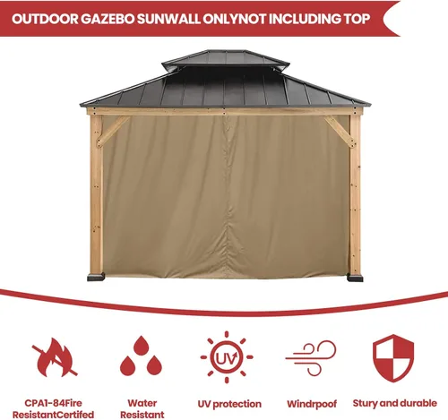 Vista 4 de Coastshade Panel de toldo de pérgola de repuesto para pérgola de 8 pies, paneles de privacidad para cenadores con 10 anillos de cortina y ganchos