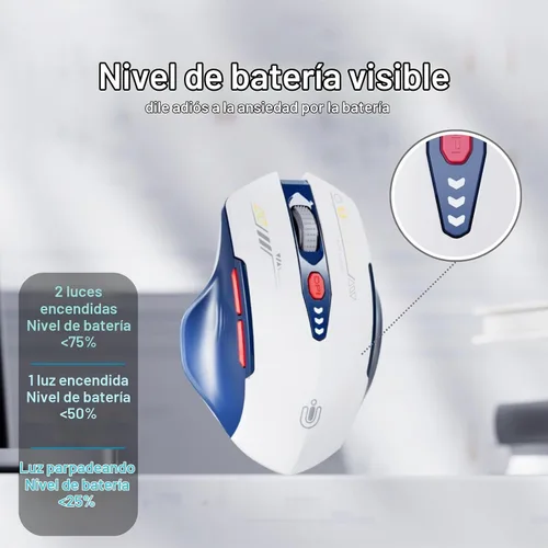 Vista 3 de Uineer Ratón Bluetooth, [Actualizado] Ratón Inalámbrico Multi-Dispositivo Recargable, Nivel de Batería Visible, Tri-Modo (BT 5.0/4.0+2.4G Hz), 4 DPI