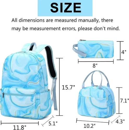 Vista 49 de LOIDOU Mochila para adolescentes y niñas, mochila escolar con lonchera y estuche para lápices, juego de bolsas escolares 3 en 1
