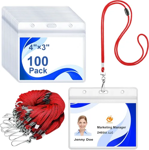 Vista 22 de Paquete de 100 cordones para tarjetas de identificación con soporte Breakaway Negro