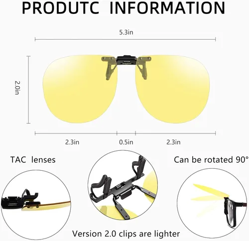 Vista 2 de UpaClaire Gafas de visión nocturna con clip visión de alta definición antirreflejos