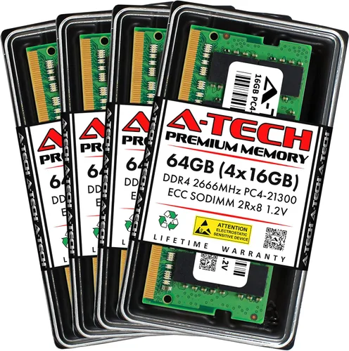 Vista 10 de A-Tech 4GB DDR4 2133MHz PC4-17000 ECC SODIMM 1Rx8 Rango único 1.2V 260-Pin Módulo de actualización de memoria RAM para Microserver, estación