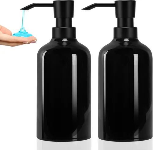 Vista 9 de Baño negro de cerámica del dispensador del jabón, dispensador del jabón de la mano 16.9oz para la cocina, hotel