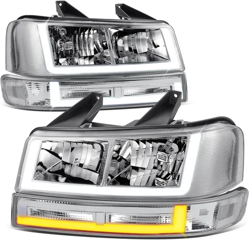 Vista 11 de Faros y luces de parachoques Auto Dynasty compatibles con 03-24 Chevy Express GMC Savana 1500-4500, con luces DRL E-LED de Switchback, lado