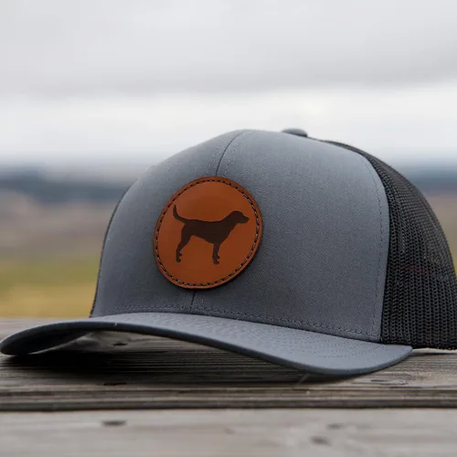 Vista 5 de Palouse Prairie Lab Labrador Retriever Cuero Patch Hat Laboratorio Amarillo, Laboratorio Chocolate, Negro Regalo Lab Trucker Hat Sombrero