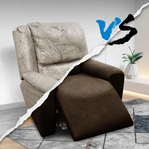 Vista 214 de Fundas para Sillón de 2 Piezas con Cojín en T, Fundas de Aspecto de Cuero para Sofá, Fundas para Sillas, Protector de Muebles Elástico, Funda