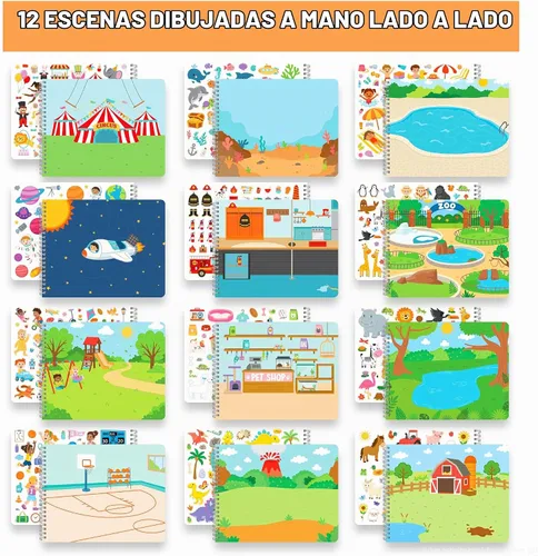 Vista 4 de Libros de calcomanías para niños pequeños de 2 a 4 años, libro de calcomanías para niños pequeños, actividades de aprendizaje preescolar Azul