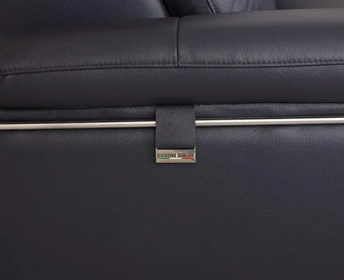 Vista 3 de Blackjack Furniture Naples Sofá de cuero italiano genuino de grano superior con reposacabezas ajustables, 88 pulgadas, azul abeto
