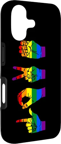 Vista 3 de Sign Language Love LGBT Pride Month Rainbow Gay Lesbian Gift Case for iPhone 17