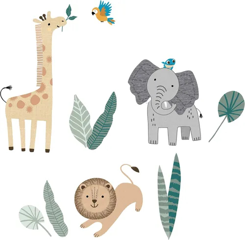 Vista 8 de Lambs & Ivy Jungle Friends - Juego de ropa de cama de 5 piezas para cuna de bebé