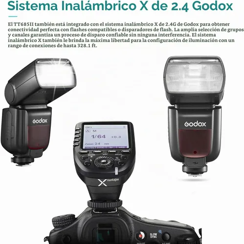 Vista 4 de Godox TT685II TT685II-S Flash para Sony, 2.4G TTL Flash externo Speedlite HSS 1/8000s GN60, bloqueo de liberación rápida, conversión instantánea TCM