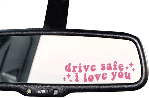 Vista 22 de 2 calcomanías con el texto “Buckle Up” para espejo retrovisor, calcomanía de vinilo divertida y bonita para el auto