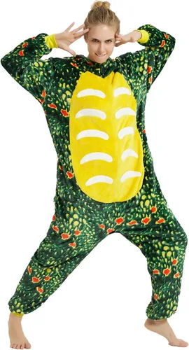 Vista 6 de Pijama de una pieza para adultos, disfraz de dinosaurio, para mujer