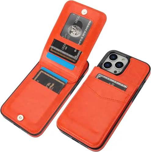 Vista 9 de KIHUWEY Compatible con iPhone 13 Pro Max Funda Cartera con Soporte para Tarjetas de Crédito, Cuero Premium Cierre Magnético Soporte Plegable Funda