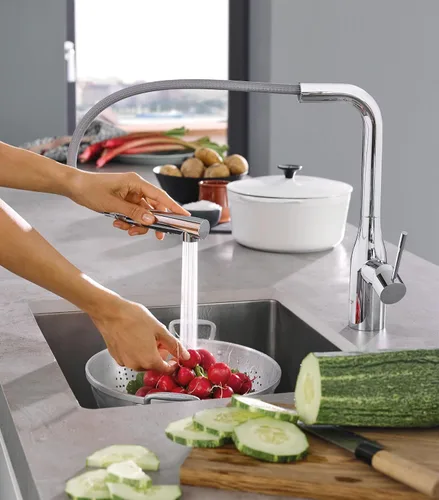 Vista 6 de Llave de baño de gran pico, 1 manija Essence en níquel cepillado InfinityFinish, 30271000
