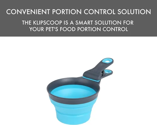 Vista 3 de Dexas Popware - Klip Scoop plegable para mascotas, diseño 3 en 1, conveniente taza medidora, recogedor de alimentos y clip para bolsa, cuchara