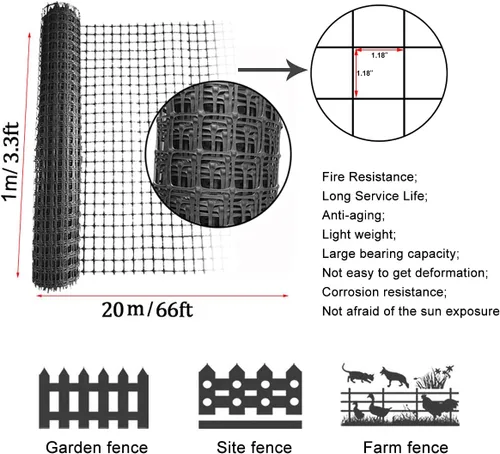 Vista 2 de Barrera de plástico para animales, 3.3 x 66 pies [resistente] Rollo de cercado de plástico para nieve para seguridad al aire libre, valla temporal