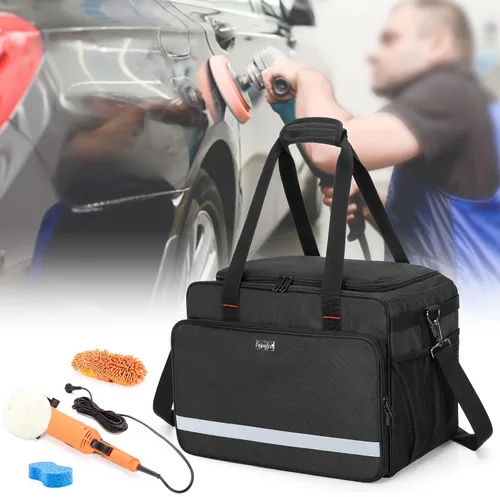 Vista 8 de samdew Bolsa grande de detalles, organizador de detalles para almacenamiento de suministros de detalles de automóviles, organizador de limpieza