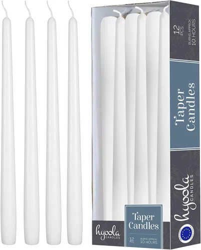 Vista 12 de Hyoola - Velas cónicas altas de 10 pulgadas, sin goteo, sin aroma, cera de parafina con mechas de algodón, 8 horas de combustión, color blanco
