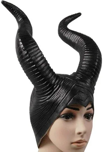 Vista 4 de Urantool Disfraces de Halloween con cuernos de maléfica de lujo sombrero negro malvado para mujer Negro