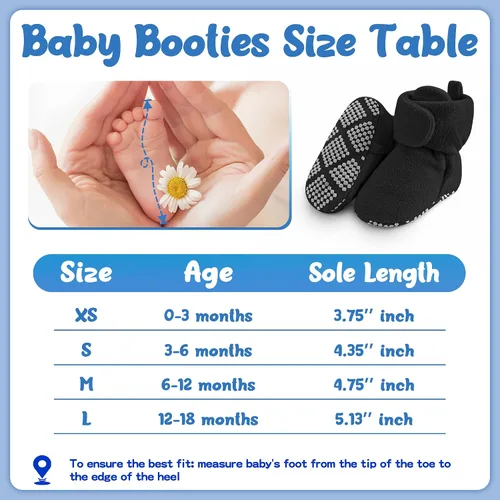 Vista 4 de Pro Goleem Fleece Baby Booties - Warm Cozy Baby Slippers, Easy to Put on, Soft Newborn Booties Non-Slip Adjustable Baby Shoes for Boys and