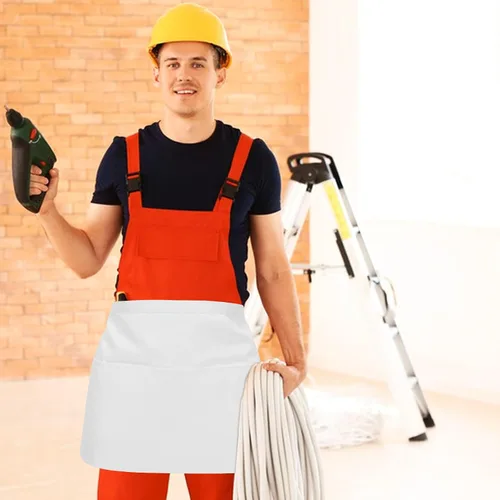 Vista 5 de ARTIBETTER Delantal de trabajo resistente al agua con bolsillo grande, delantal de herramientas de poliéster para hombres y mujeres para cocinar