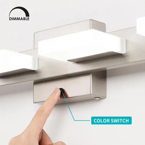 Vista 4 de Lámpara LED moderna de tocador de 24.8 pulgadas, 4 luces para iluminación de pared de baño, 23 W, regulable, 3000 K, 4000 K, 5000 K
