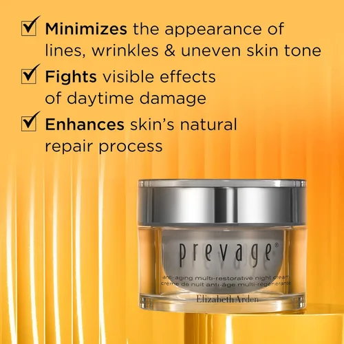 Vista 5 de Elizabeth Arden PREVAGE Crema de noche antienvejecimiento para mujeres, hidratante facial hidratante, reafirmante, reduce líneas finas y arrugas