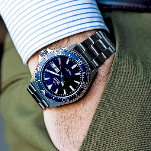 Vista 5 de ORIENT Reloj analógico automático para hombre con correa de acero inoxidable RA-AA0002L19B, azul, pulsera, Azul, Pulsera