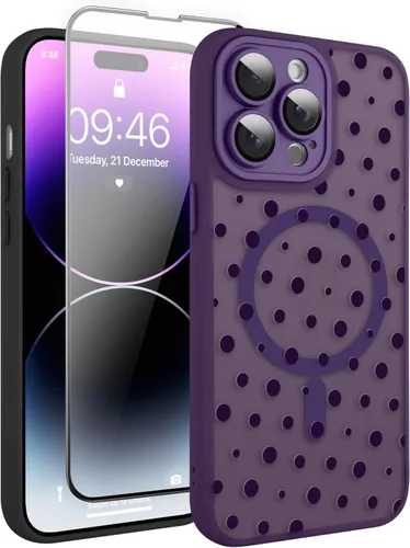 Vista 115 de Magnético para iPhone 13 con protector de pantalla [Compatible con MagSafe] Diseño de patrón floral de flores bonitas, funda delgada a prueba