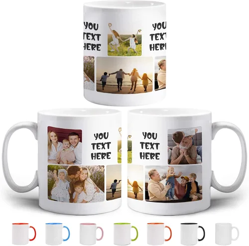 Vista 10 de Taza de café personalizada con texto fotográfico, 4 fotos collage, taza de café personalizada, regalos personalizados para cumpleaños, Navidad, taza