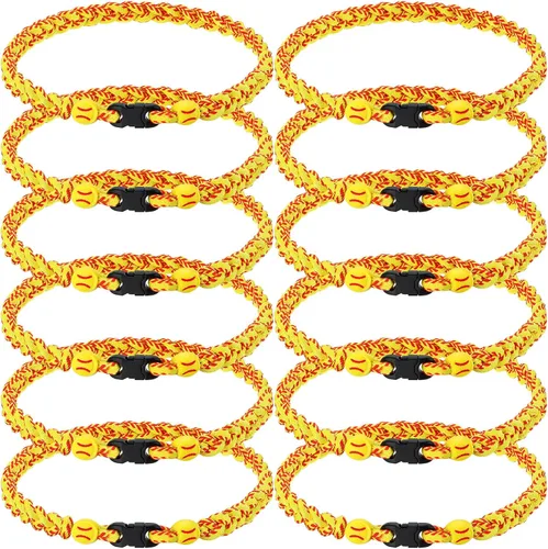 Vista 7 de Jexine Collares de béisbol de sóftbol para niños, collar de cuerda de béisbol de 3 cuerdas trenzadas Tornado Titanio, collar deportivo de sóftbol