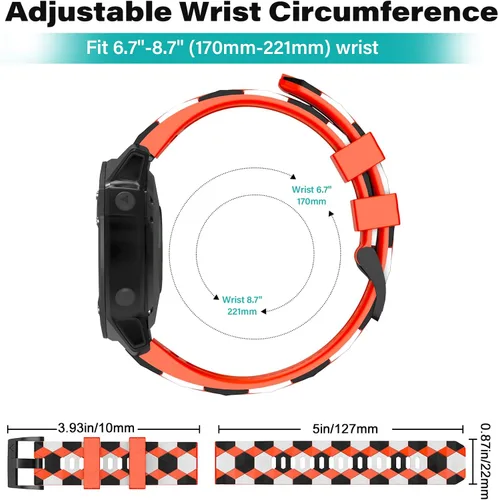 Vista 5 de OVERSTEP Correa de reloj compatible con Fenix 5, correa de ajuste rápido de 0.866 pulgadas para Garmin Fenix 5 Plus/Fenix 6/Fenix 6 Pro/Fenix