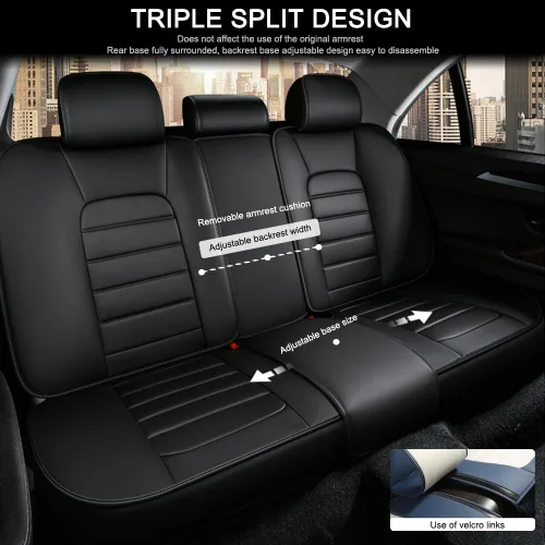 Vista 21 de 5 fundas de asiento para Chevy Aveo 2005-2023, fundas de asiento de automóvil de cuero, impermeables, antideslizantes, suaves, cómodas fundas