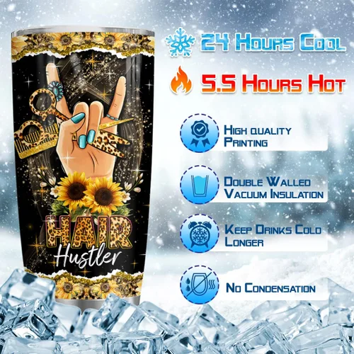 Vista 8 de Hair Hustler - Vaso de acero inoxidable de 20 onzas con texto en inglés "You Are My Sunshine", regalos de girasol para estilistas, regalos