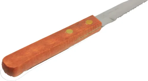 Vista 5 de TrueCraftware - Juego de 12 cuchillos de carne de punta puntiaguda de acero inoxidable de 4-1/2 pulgadas con mango de madera - Cuchillos para carne