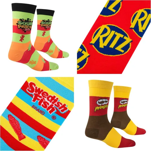 Vista 4 de Crazy Socks, Snack & Junk Food Themes, Fun Silly Novelty Crew, Large, Fun 8 Pack