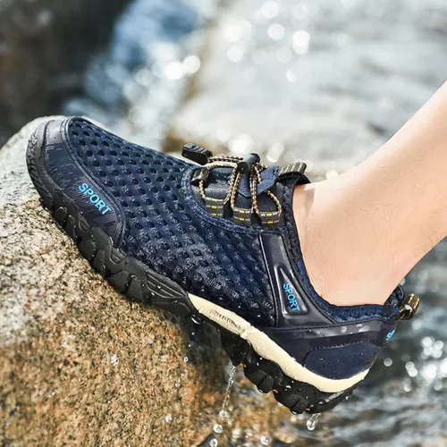 Vista 6 de RUMPRA Zapatos de agua para hombre, de secado rápido, para natación, río, playa, para atletismo, senderismo, barco, pesca, buceo, surf