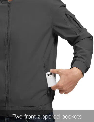 Vista 6 de Rdruko - Chaqueta bomber ligera cortavientos de corte universitario, casual, para hombre