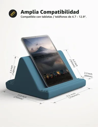 Vista 5 de Lamicall Tablet Pillow Stand iPad Bed Soporte suave para regazo 6 ángulos de visión Verde negruzco
